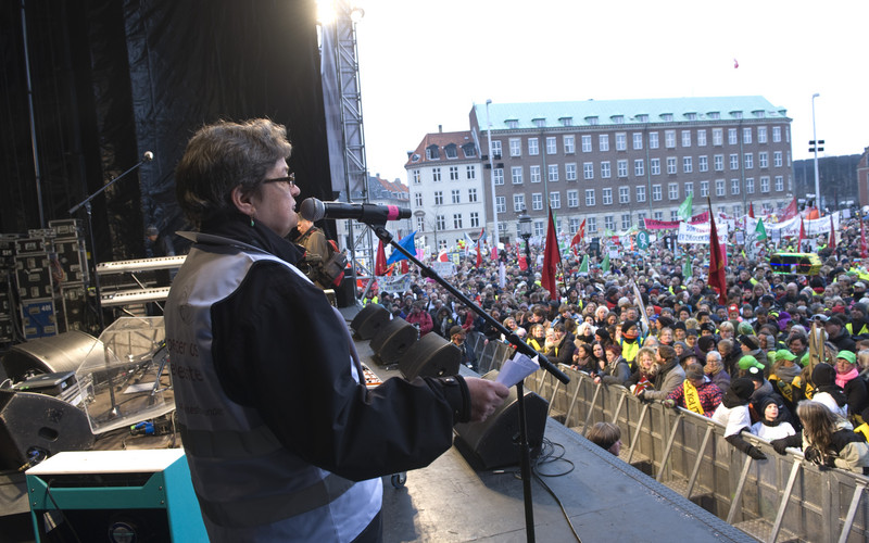 Formand Hanne Pontoppidan demonstrationstale